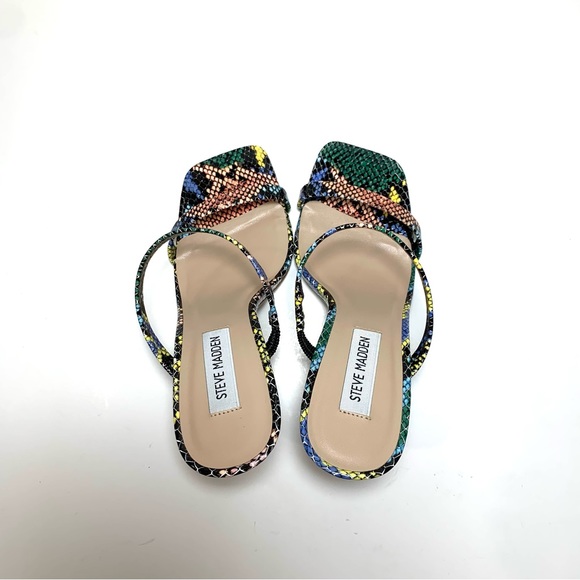 Steve Madden Multicolor Snake Print Stiletto Slide-in Sandal Michele Square Toe - Picture 6 of 10
